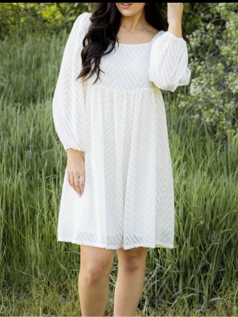 Indie & Co Camren Cream Long Sleeve Dress with Chevron Design size Medium - Picture 14 of 14